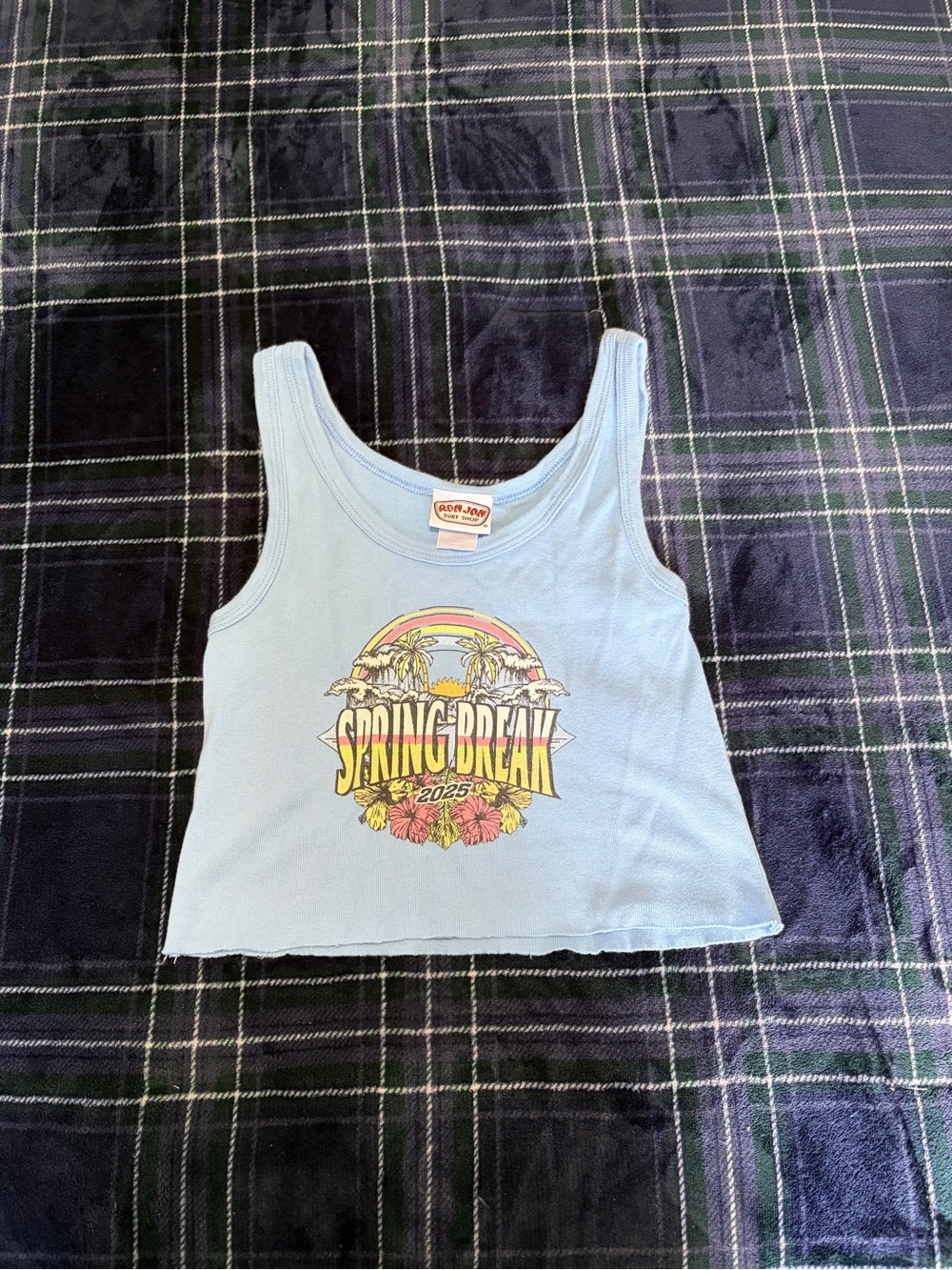 Ron Jon Spring Break 2025 graphic cropped tank. Size M.